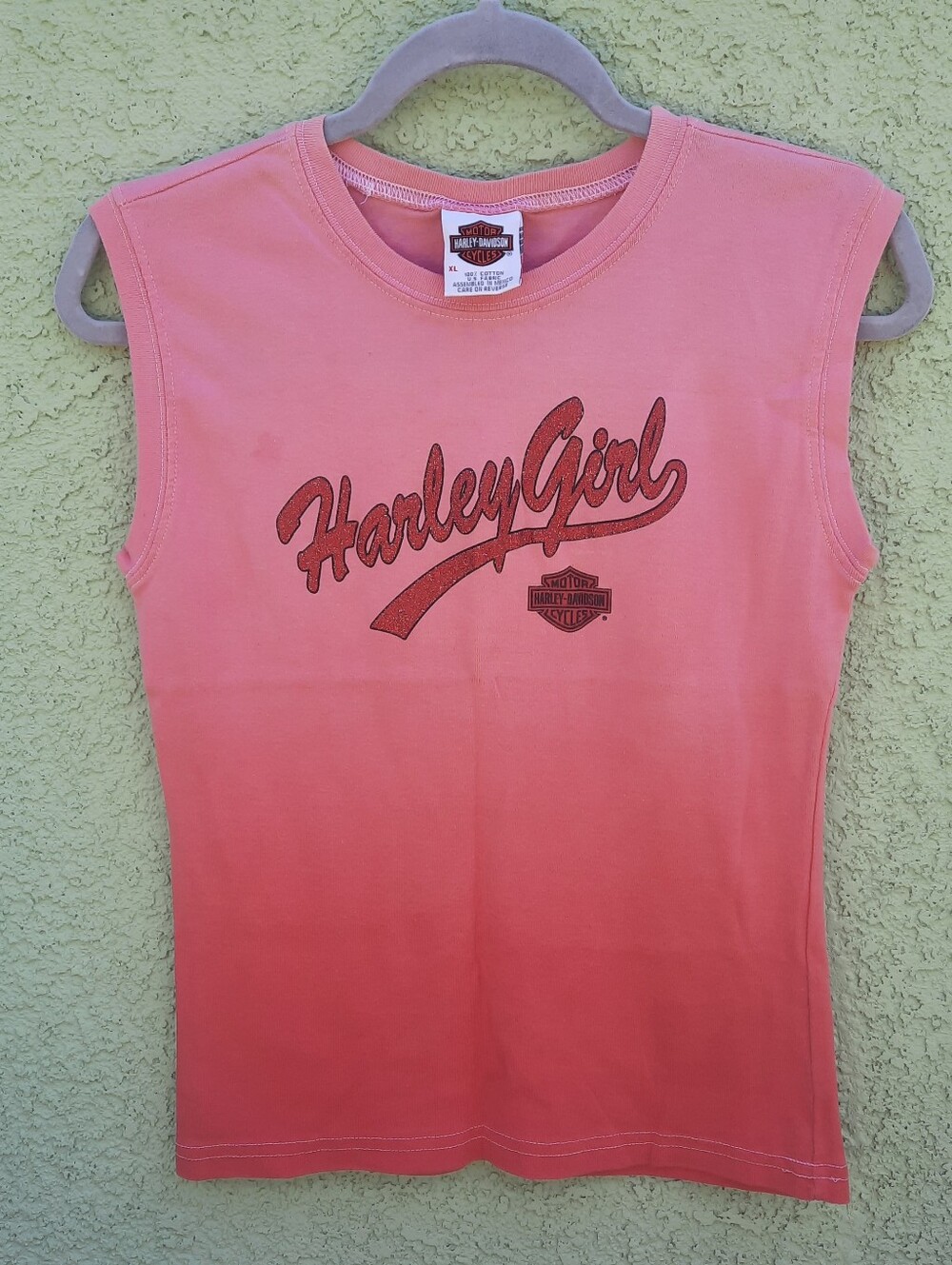Harley Davidson Las Vegas Nevada Sleeveless Tank Top Shirt Size XL Coral Orange